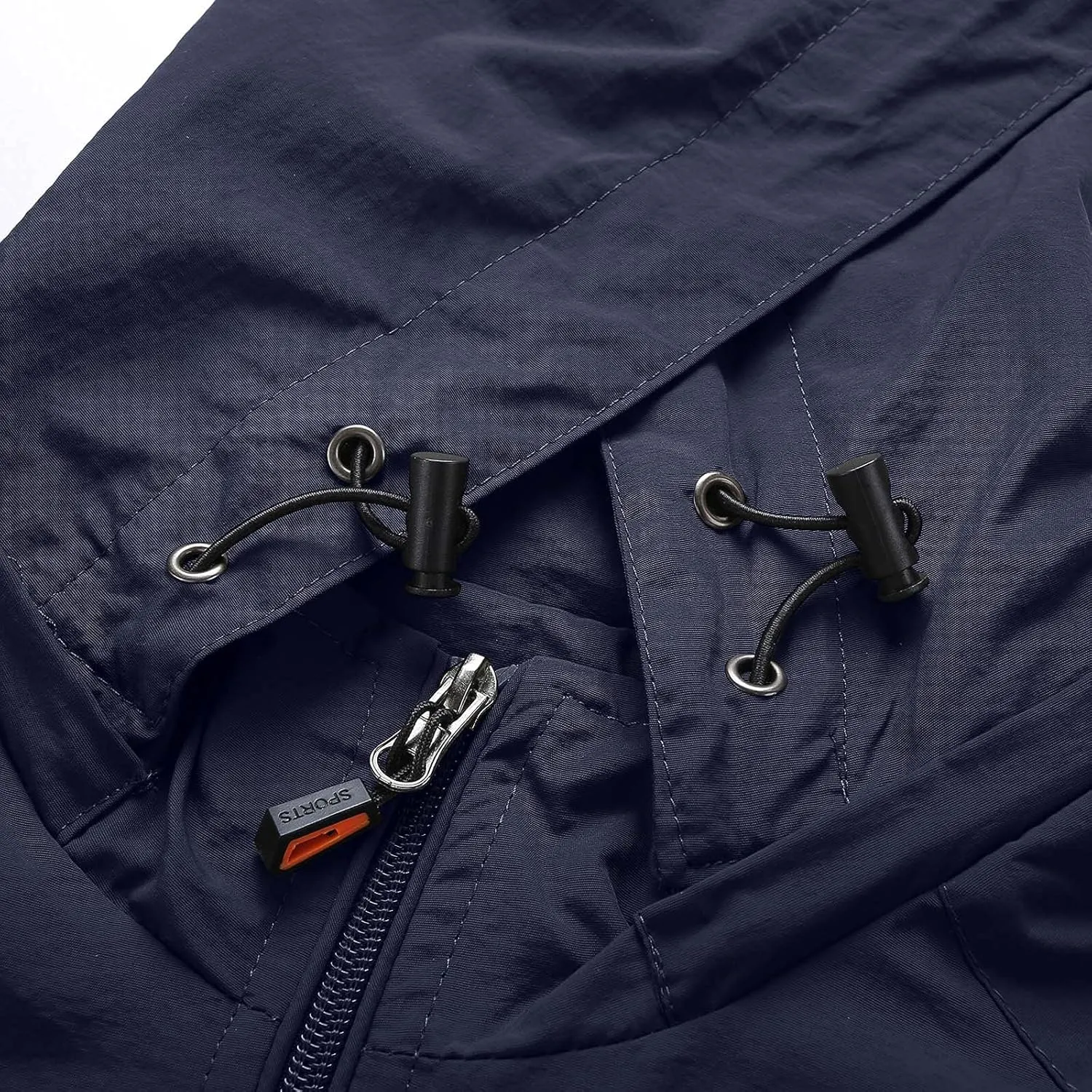 Men's Lightweight Shell Jacket Waterproof Windbreaker Rain Coat for Hiking Travel Climbing with Removable Hood