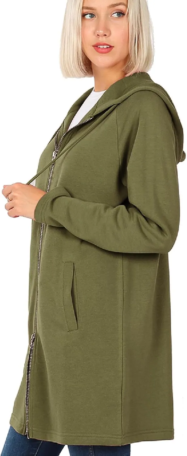 MixMatchy Women's Casual Oversized Loose Fit Long Sleeve Zip Up Pullover Hoodie Tunic Fall Sweatshirt Jacket (S-3X)