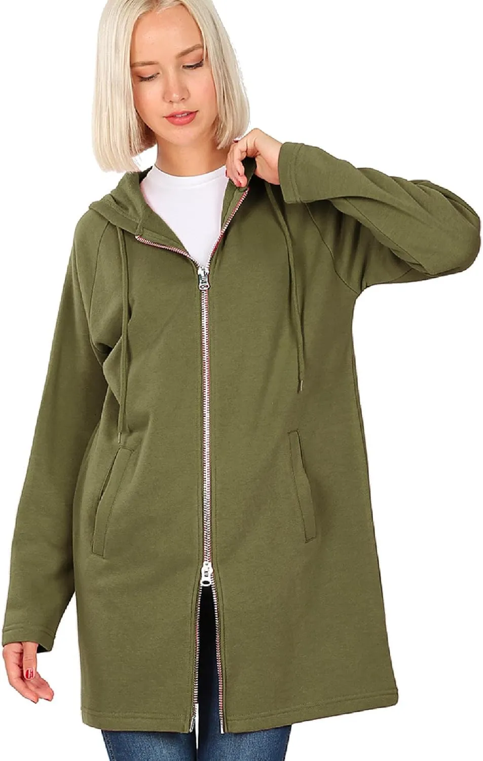 MixMatchy Women's Casual Oversized Loose Fit Long Sleeve Zip Up Pullover Hoodie Tunic Fall Sweatshirt Jacket (S-3X)