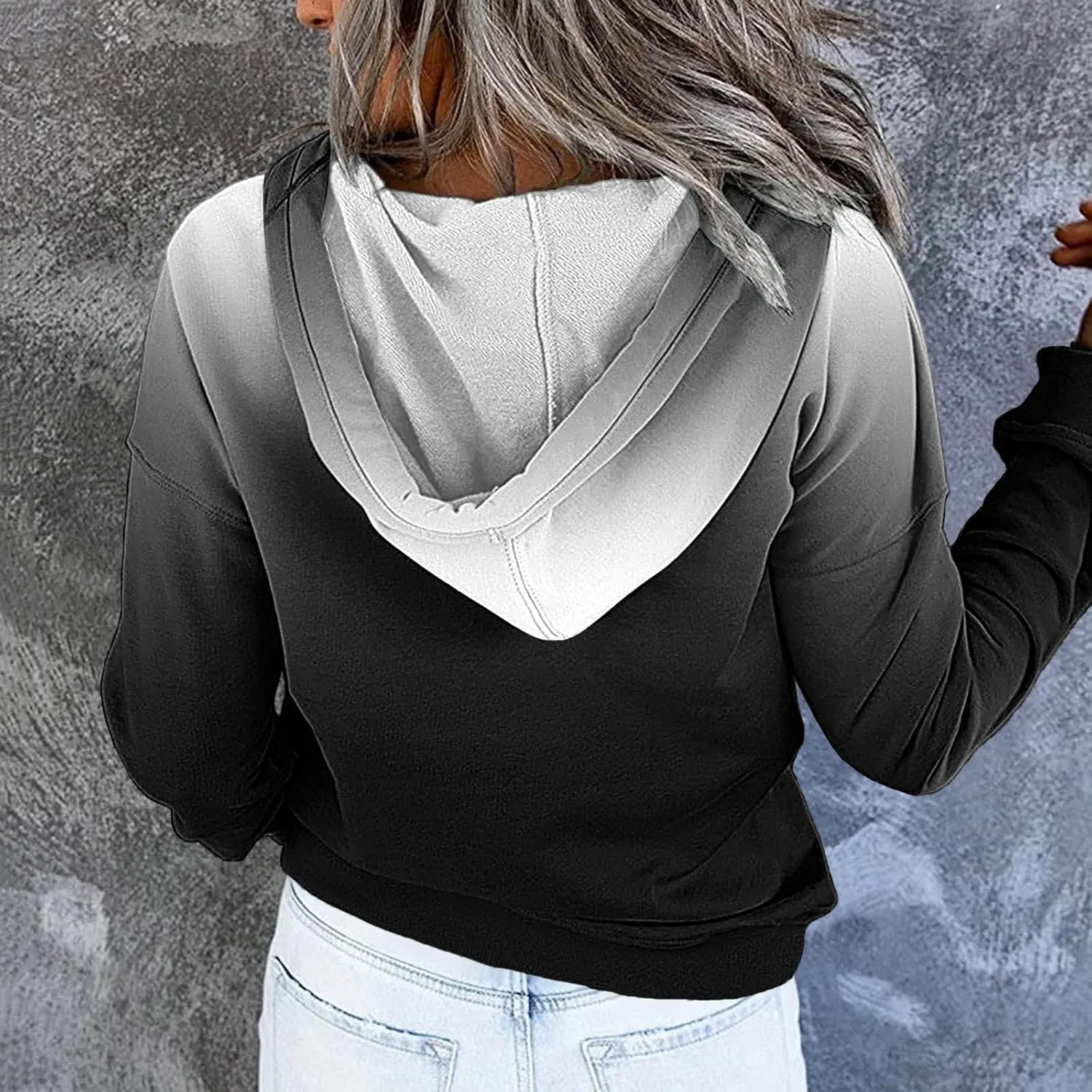 Muyise Womens 2023 Hooded Button Collar Drawstring Hoodies Pullover Sweatshirts Casual Long Sleeve Tops Shirts with Pocket