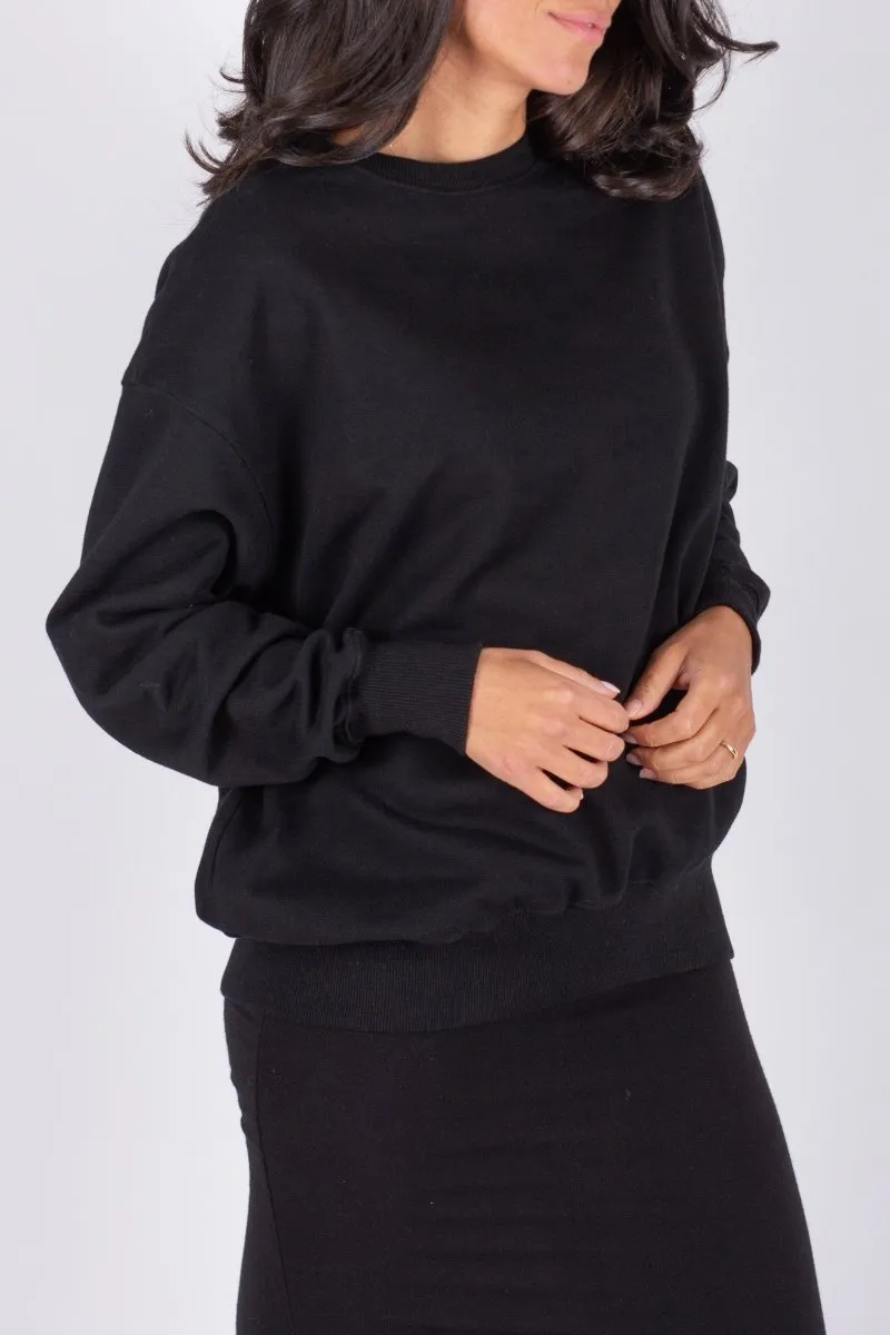 OVERSIZED CREWNECK SWEATSHIRT (BLACK)
