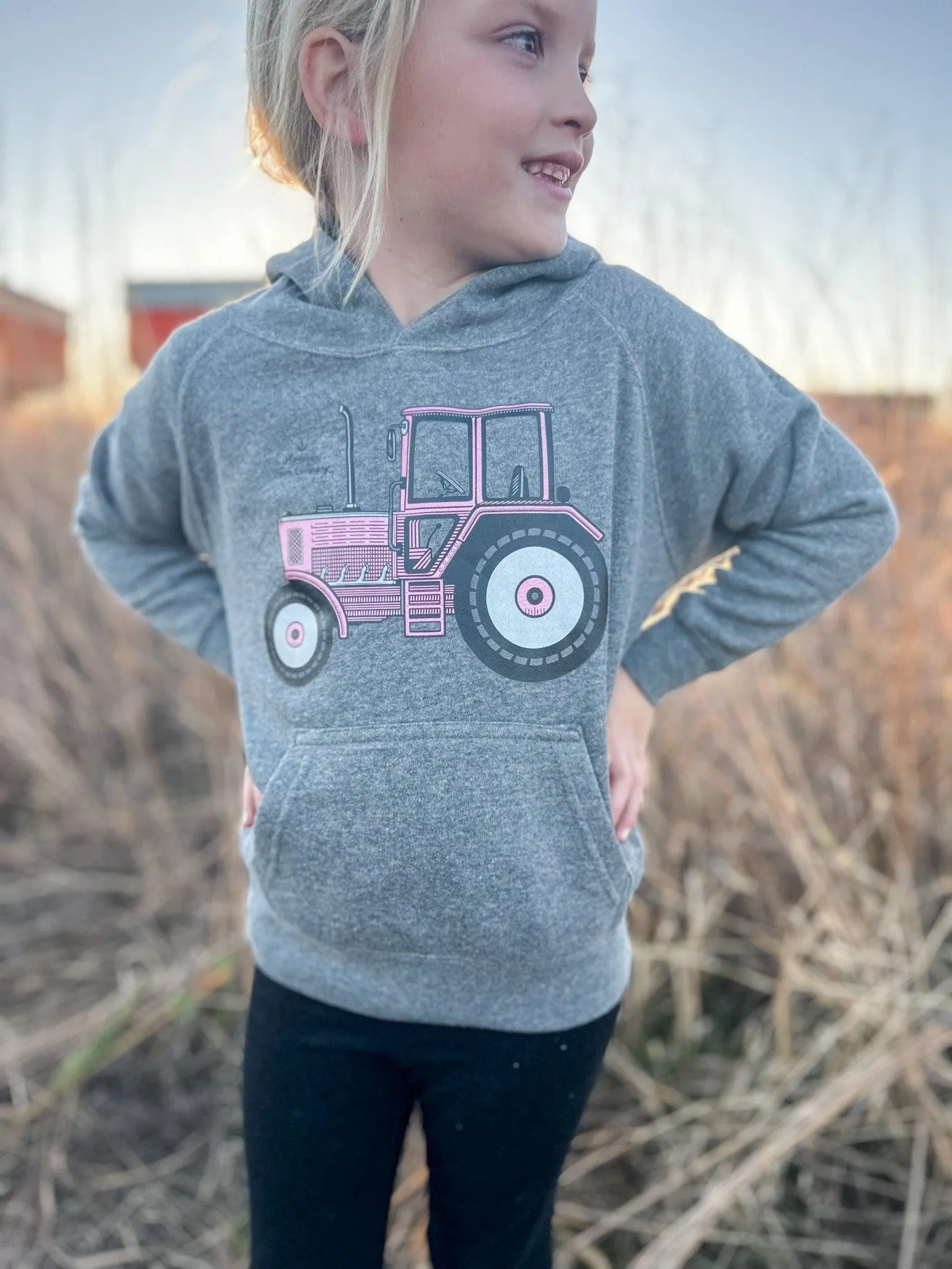 Pink Tractor Youth & Toddler Hoodie