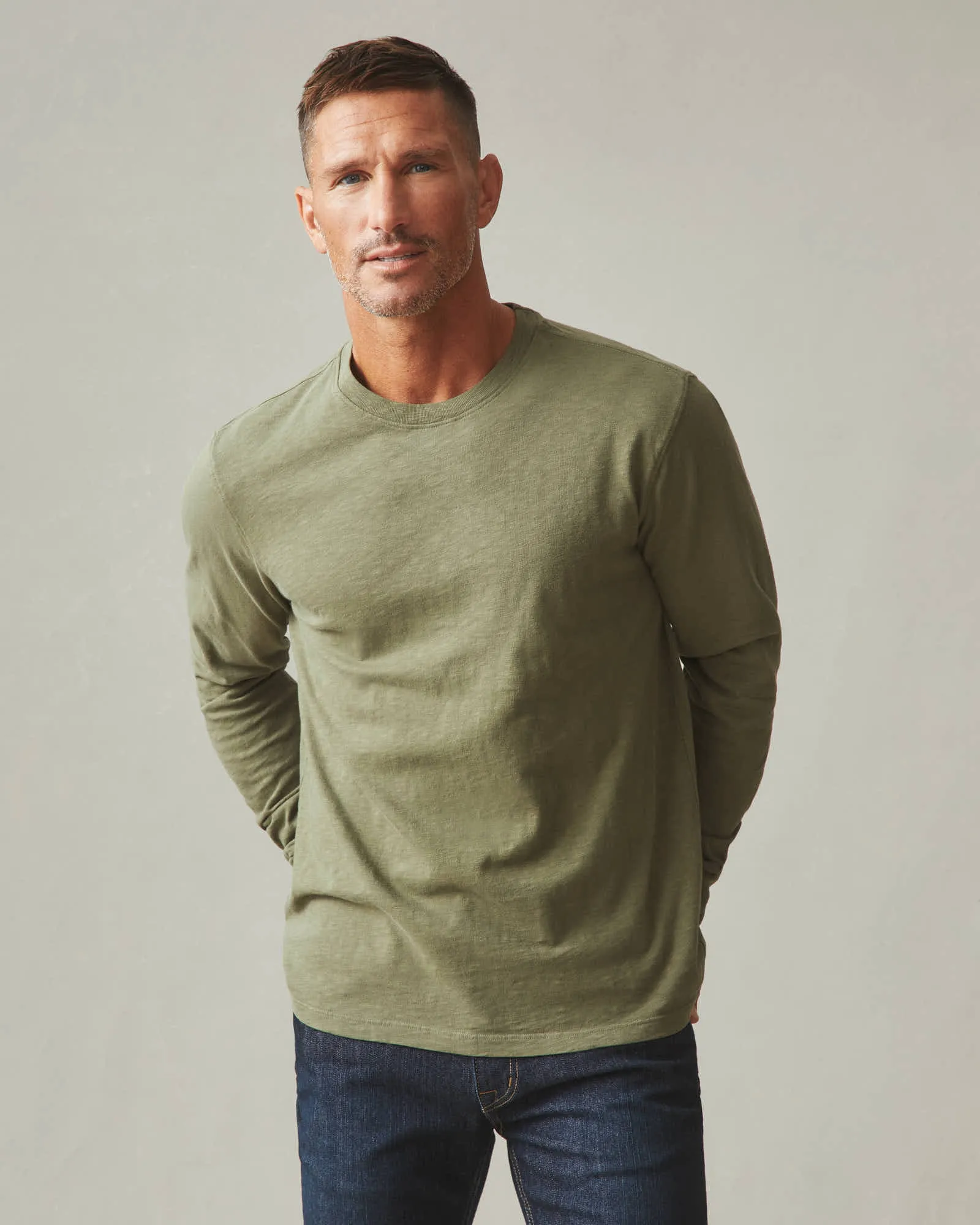 Premium Slub Crew Tee Long Sleeve - Artichoke