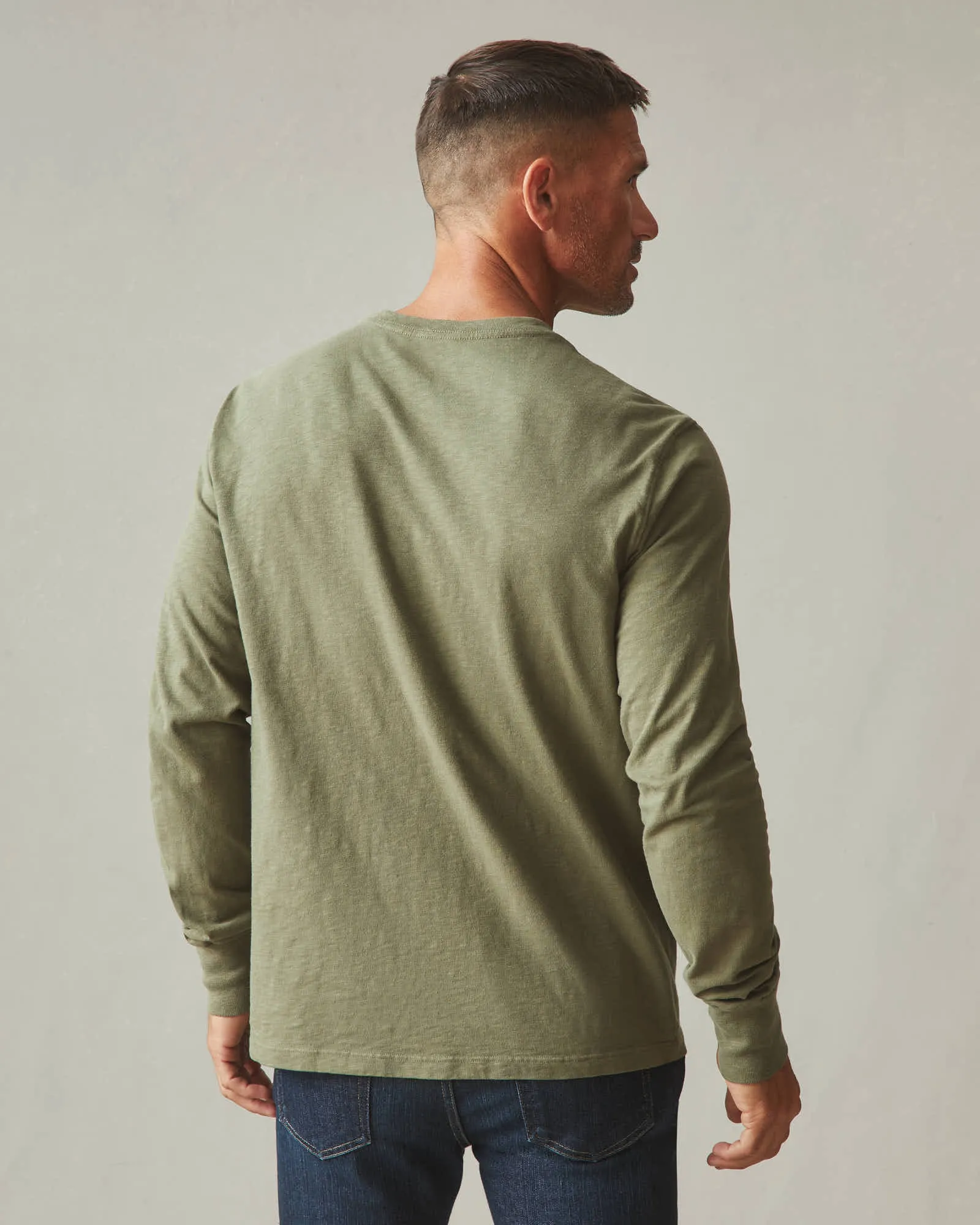 Premium Slub Crew Tee Long Sleeve - Artichoke