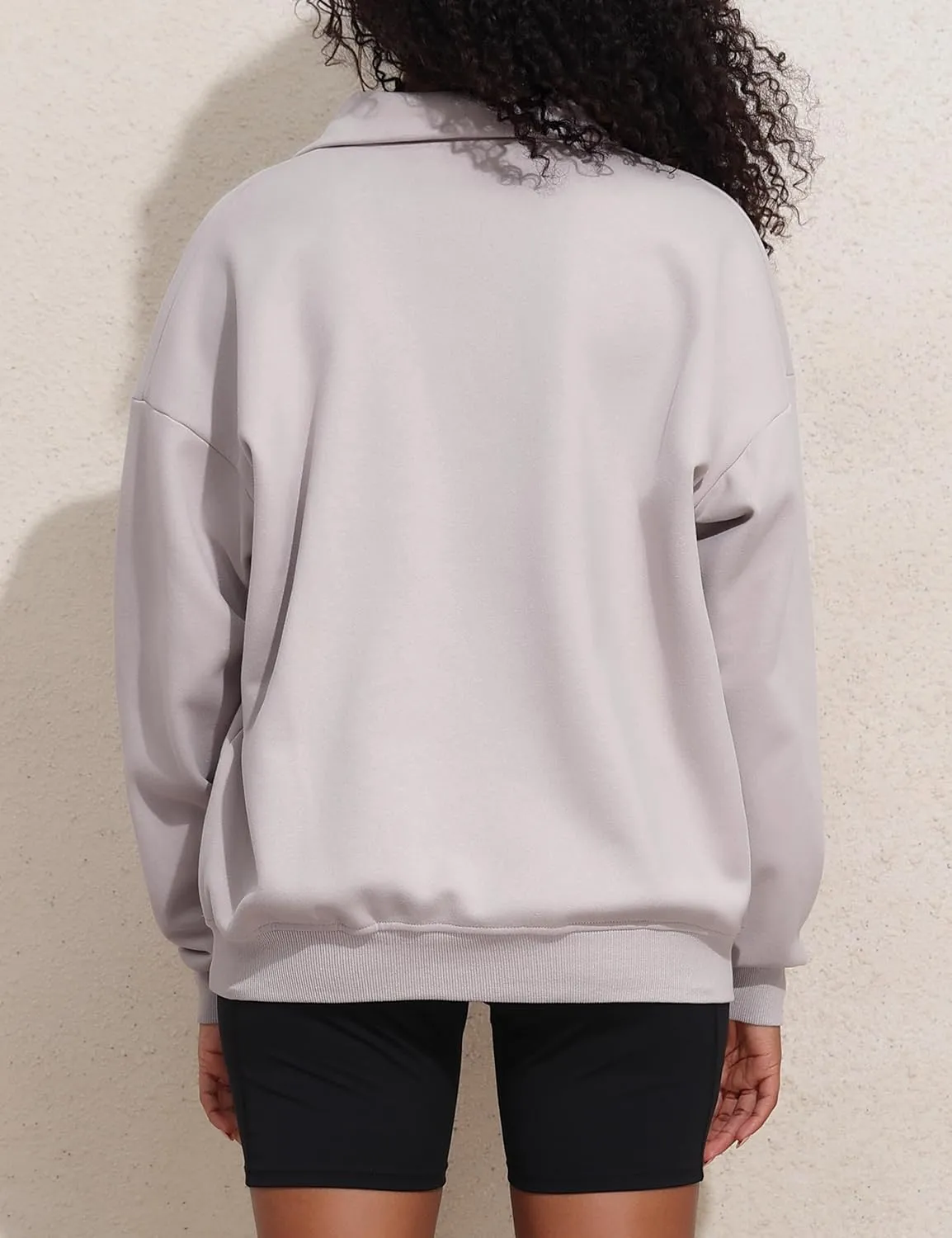 PrettyGuide Women's Lightweight Quarter Zip Oversized Sweatshirts Long Sleeve Fleece Pullover