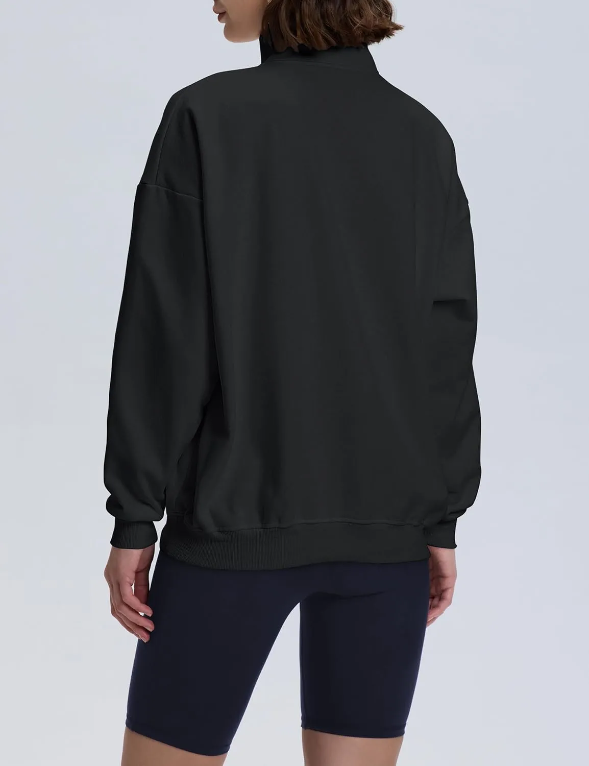 PrettyGuide Women's Lightweight Quarter Zip Oversized Sweatshirts Long Sleeve Fleece Pullover