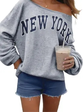 Remidoo Womens Off Shoulder Sweatshirt Drop Shoulder Oversized Long Sleeve Pullover Top