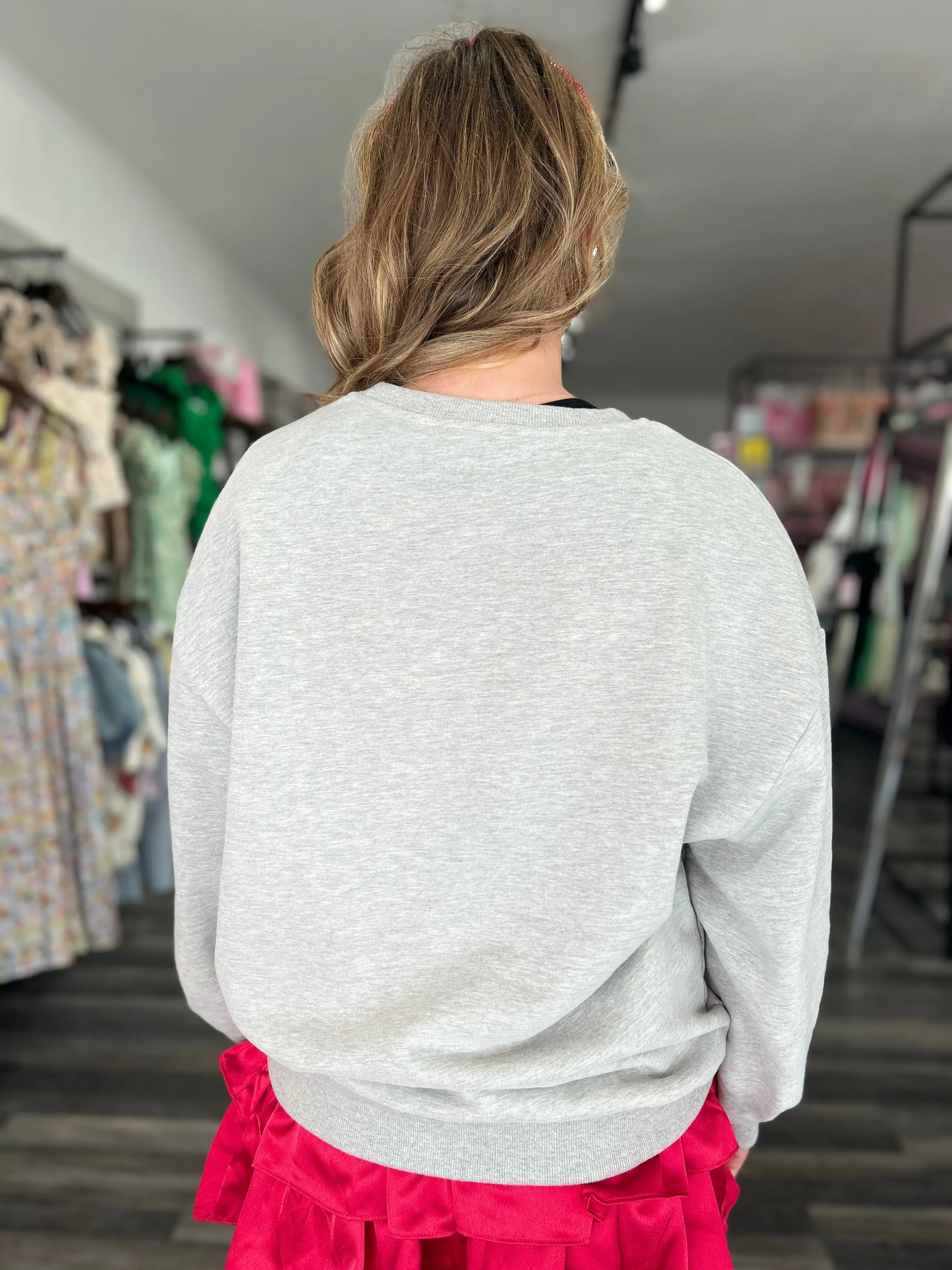 Rhinestone USA Sweatshirt - Grey [Queen of Sparkles]