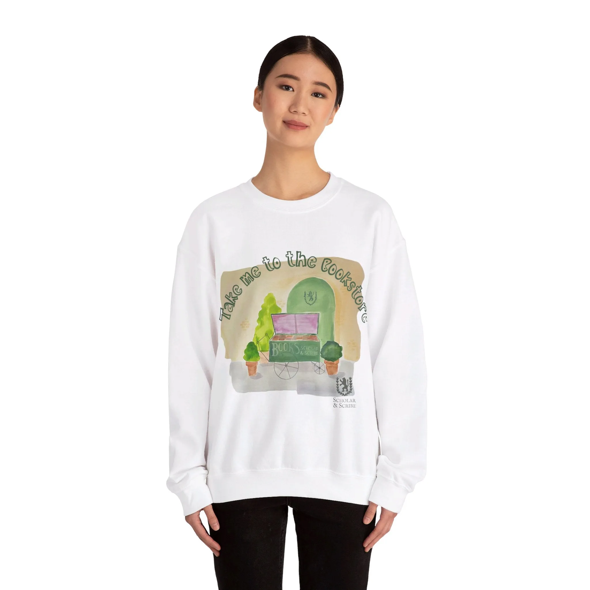 Scholar & Scribe "Take me to the Bookstore" Unisex Heavy Blend™ Crewneck Sweatshirt