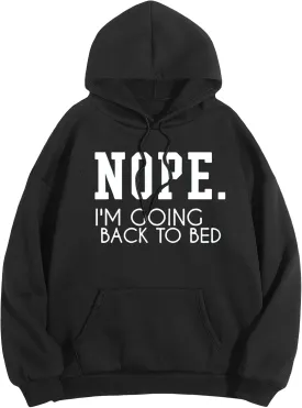 SHENHE Women's Slogan Letter Print Long Sleeve Hooded Sweatshirt Pullover Hoodie Tops