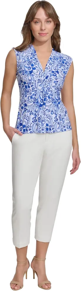 Tommy Hilfiger womens Sleeveless Knotted V-Neck Blouse