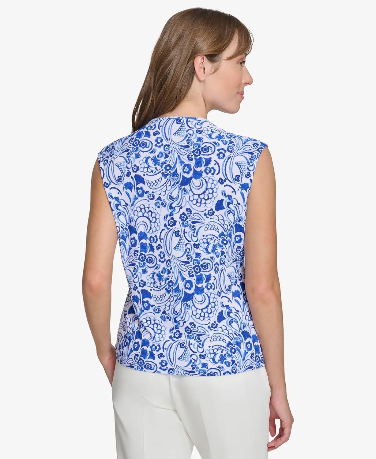 Tommy Hilfiger womens Sleeveless Knotted V-Neck Blouse