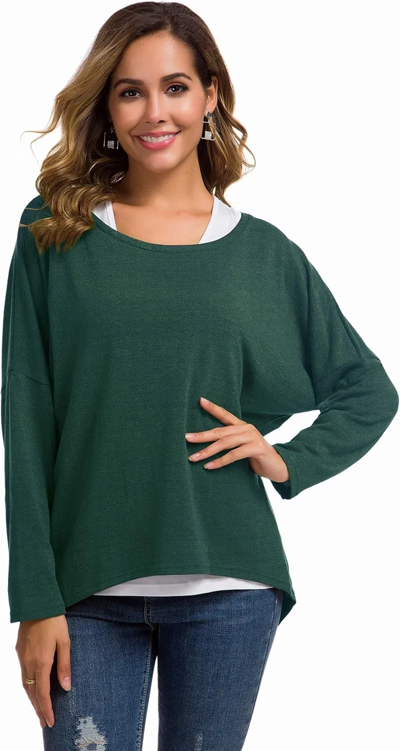 UGET Women's Oversized Baggy Tops Loose Fitting Pullover Casual Blouse T-Shirt Sweater Batwing Sleeve