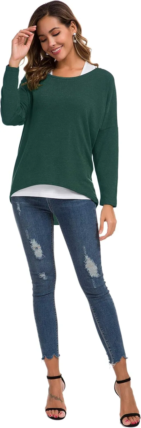 UGET Women's Oversized Baggy Tops Loose Fitting Pullover Casual Blouse T-Shirt Sweater Batwing Sleeve