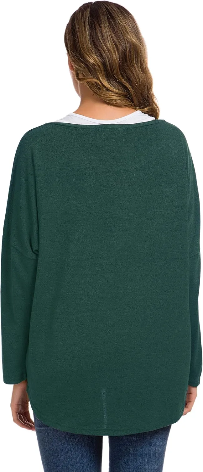 UGET Women's Oversized Baggy Tops Loose Fitting Pullover Casual Blouse T-Shirt Sweater Batwing Sleeve