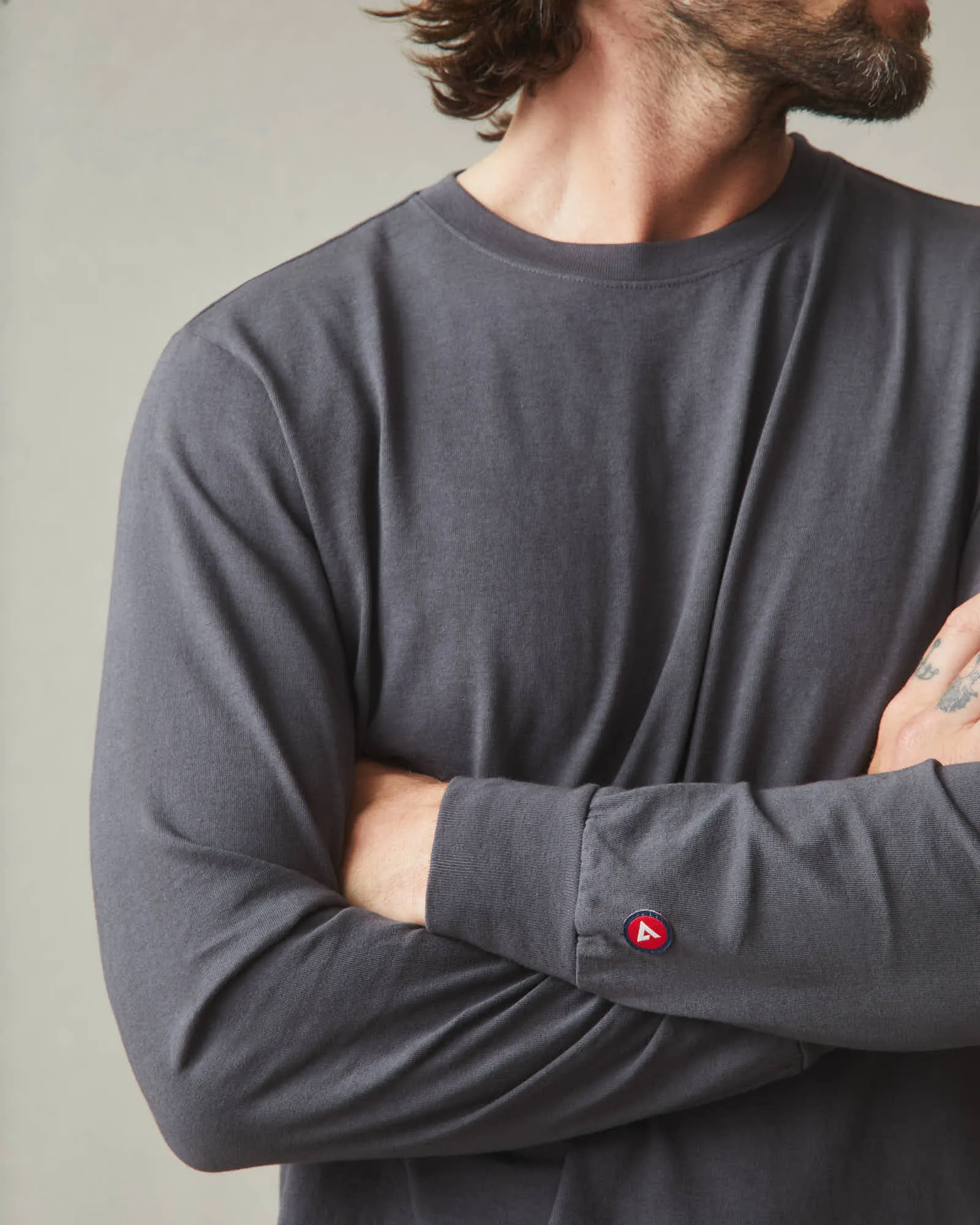 Vintage Crew Long Sleeve Tee - Washed Metropolitan Grey