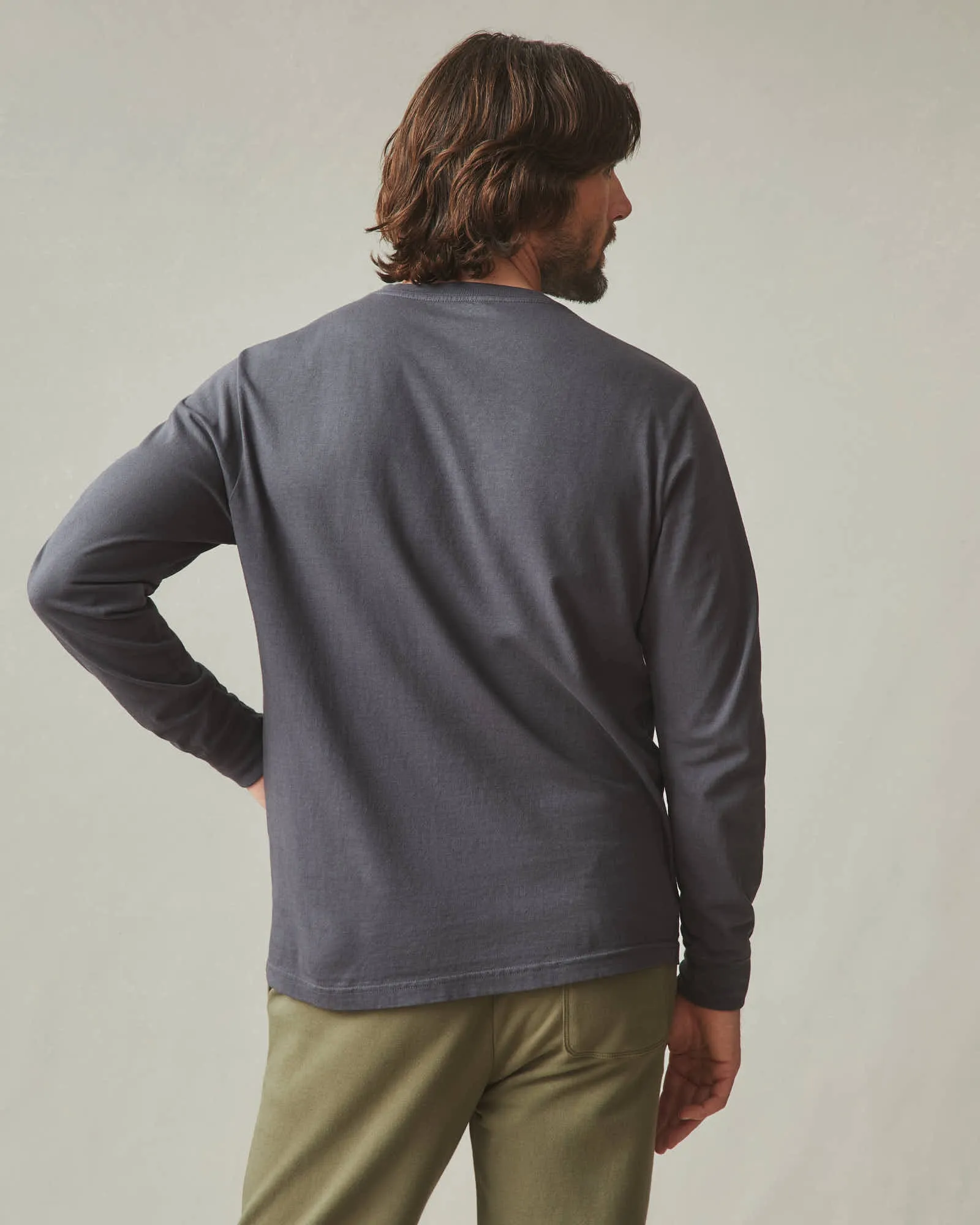 Vintage Crew Long Sleeve Tee - Washed Metropolitan Grey