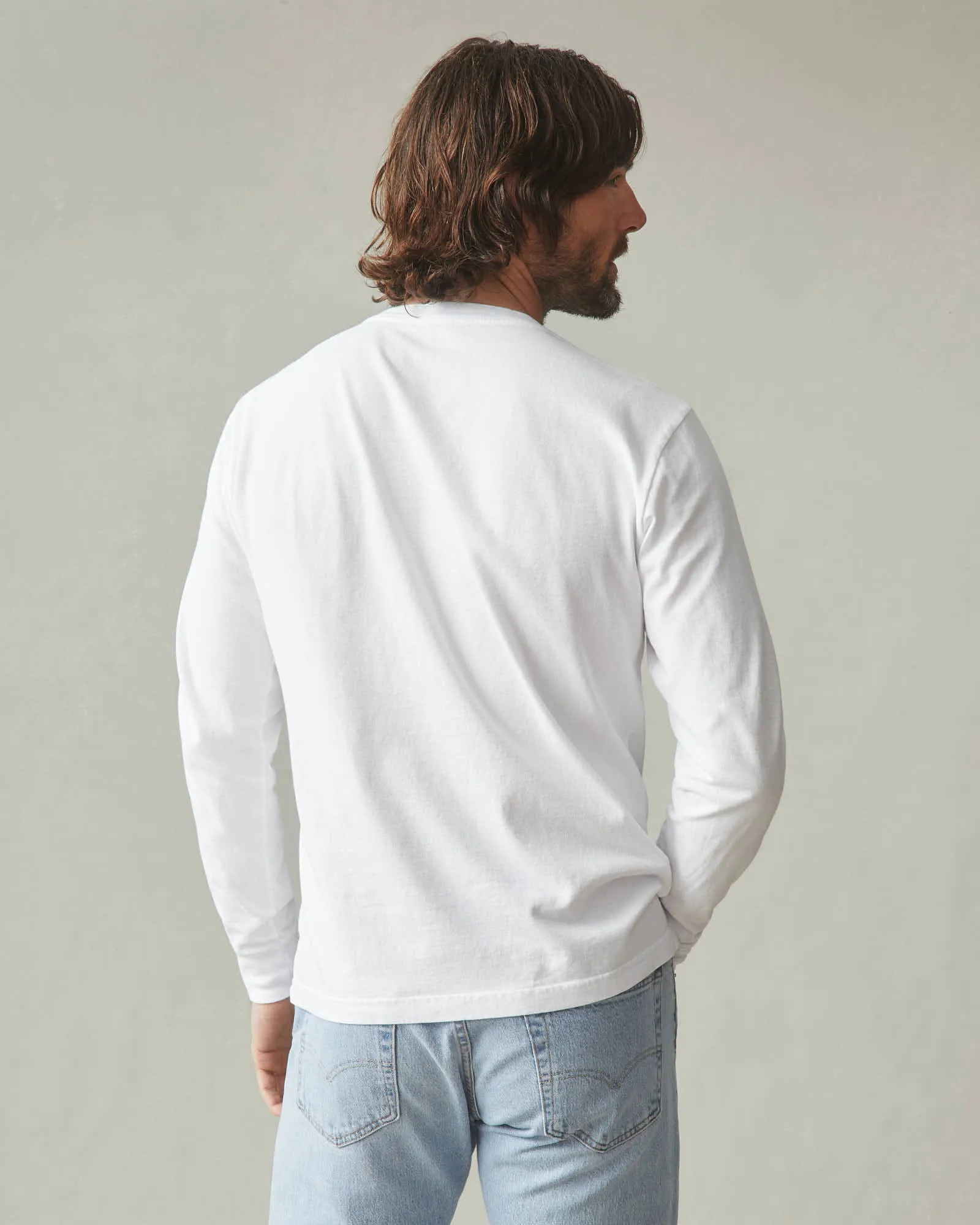 Vintage Crew Long Sleeve Tee - White