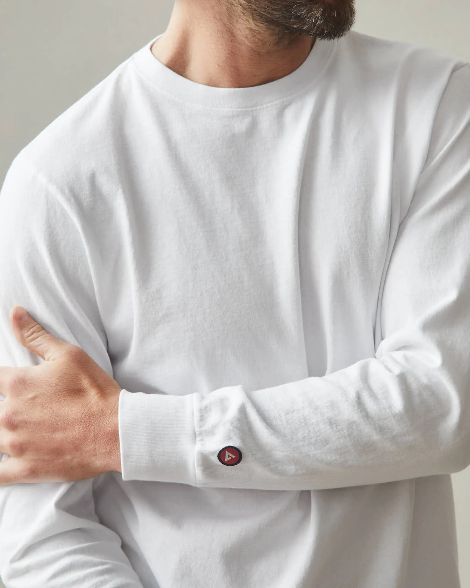Vintage Crew Long Sleeve Tee - White