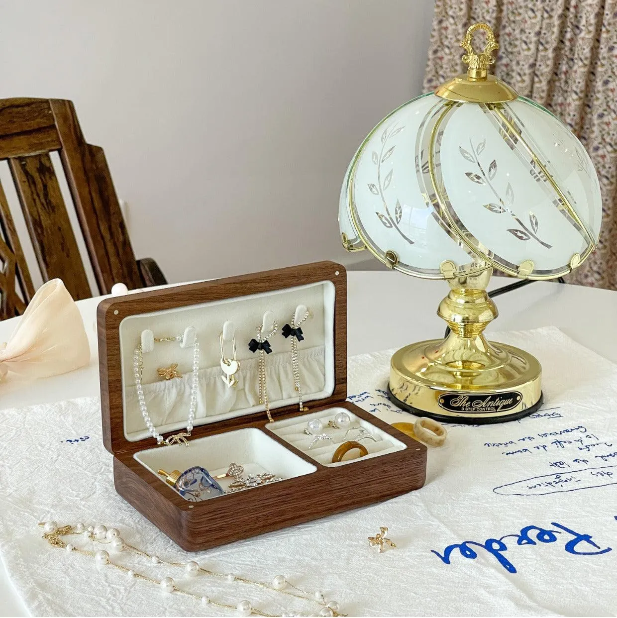 Walnut Square Jewelry Storage Box