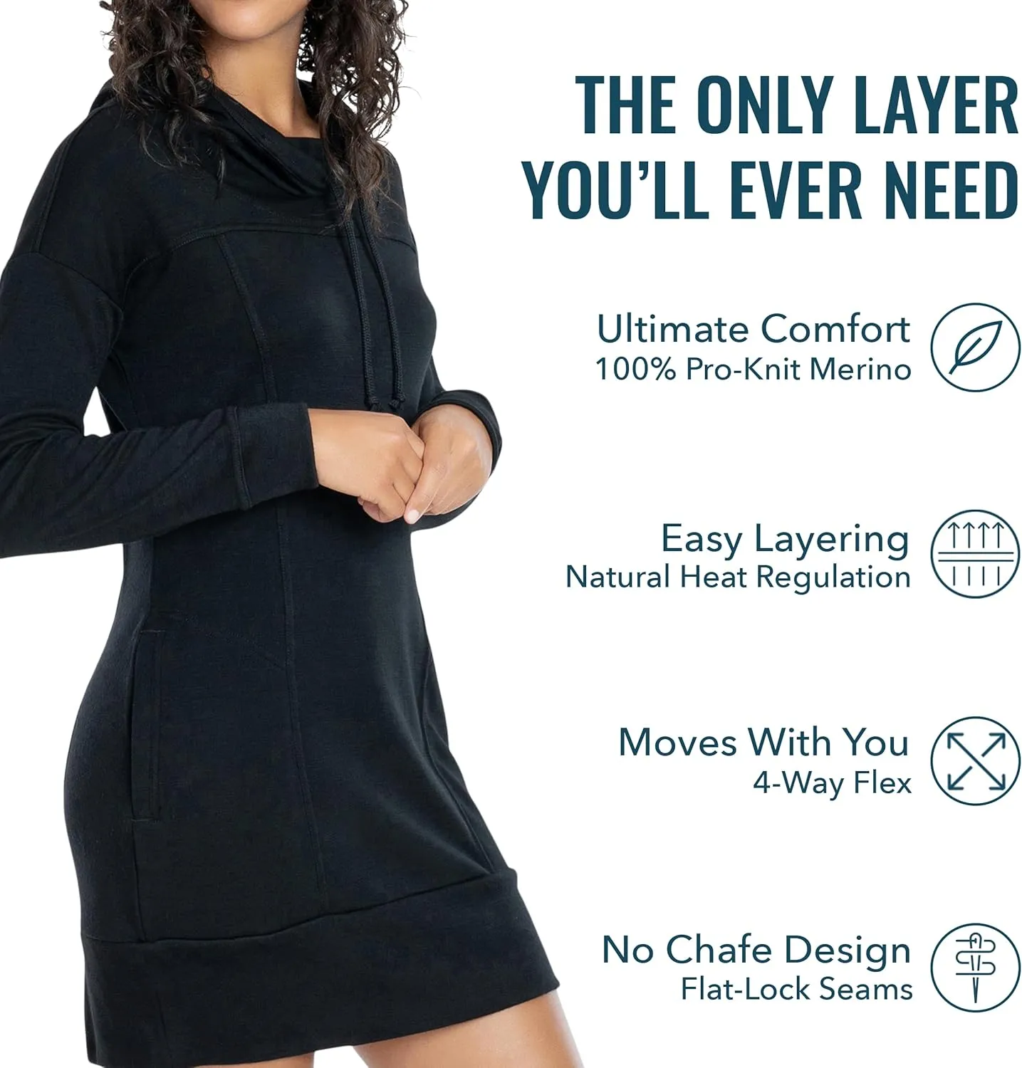 Women's Merino Wool Hoodie By Woolly | RWS Certified | Warm, Soft, Seattle Designed