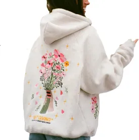 Women's Oversized Printed Hooded Sweatshirt Is A Cute Hoodie Suitable For Young Girls