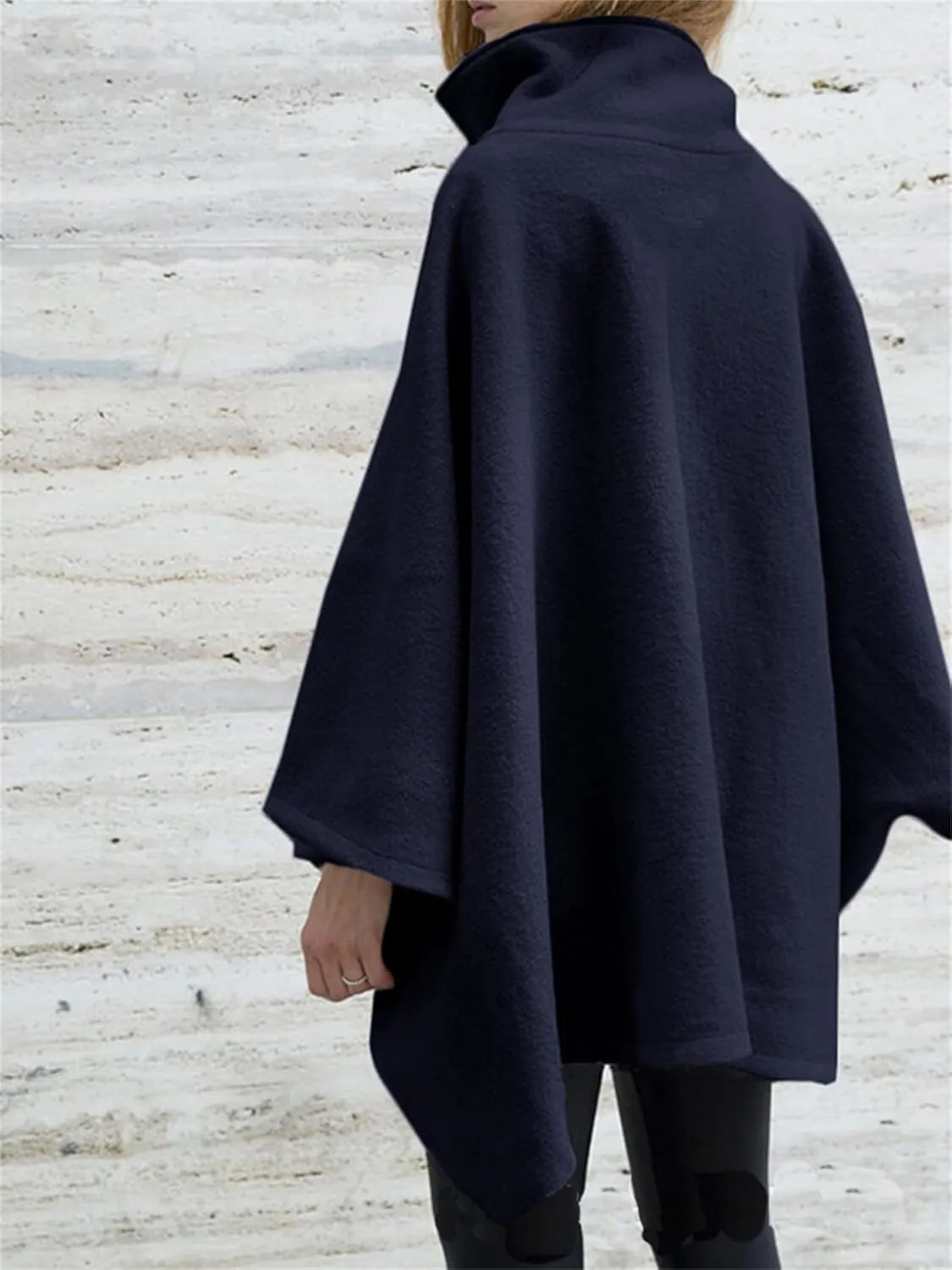Womens Trendy Shawls and Wraps High Neck Zip up Lightweight Soft Wool Poncho Cape Solid Comfy Blanket Sweatshirts
