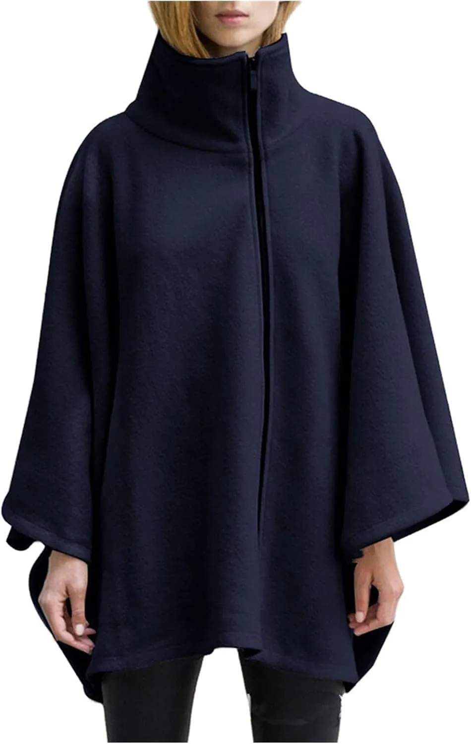 Womens Trendy Shawls and Wraps High Neck Zip up Lightweight Soft Wool Poncho Cape Solid Comfy Blanket Sweatshirts