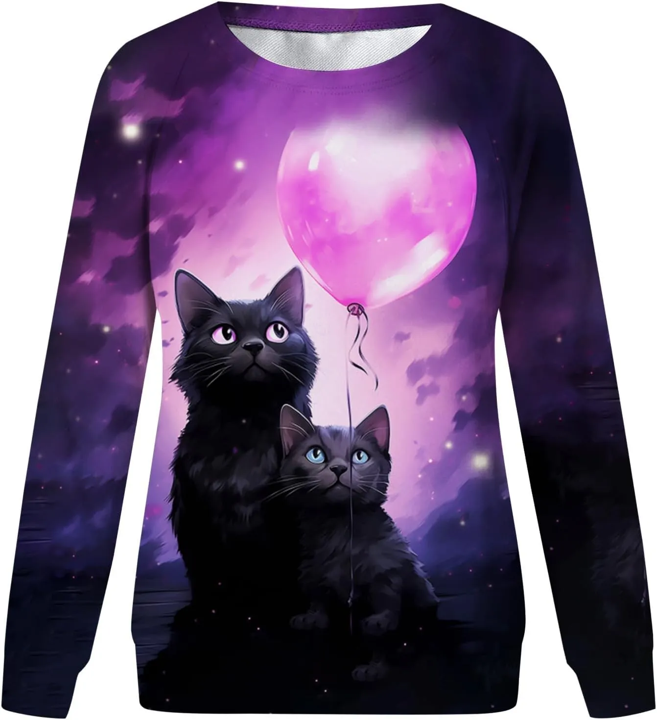 Womens Valentine's Day Sweatshirt Casual Love Heart Graphic Shirt Round Neck Pullover Cute Tops Long Sleeve Hoodie